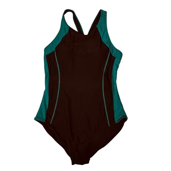 MyCharmo X-Large Athletic Swimsuit One-Piece Racerback UPF 50+ Colorblock Padded - Picture 3 of 5